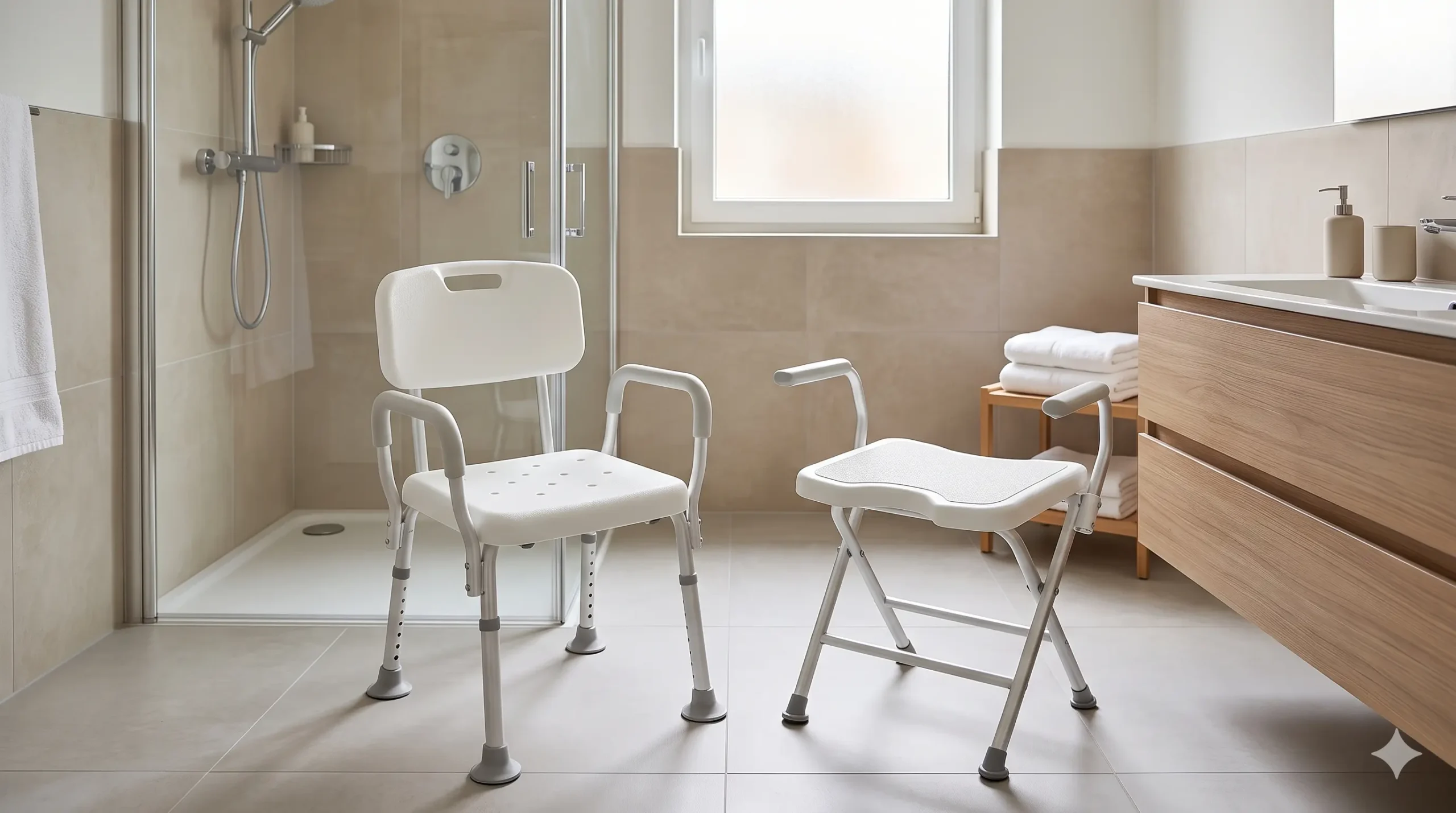 Mejores sillas de ducha para mayores comparadas en un baño adaptado