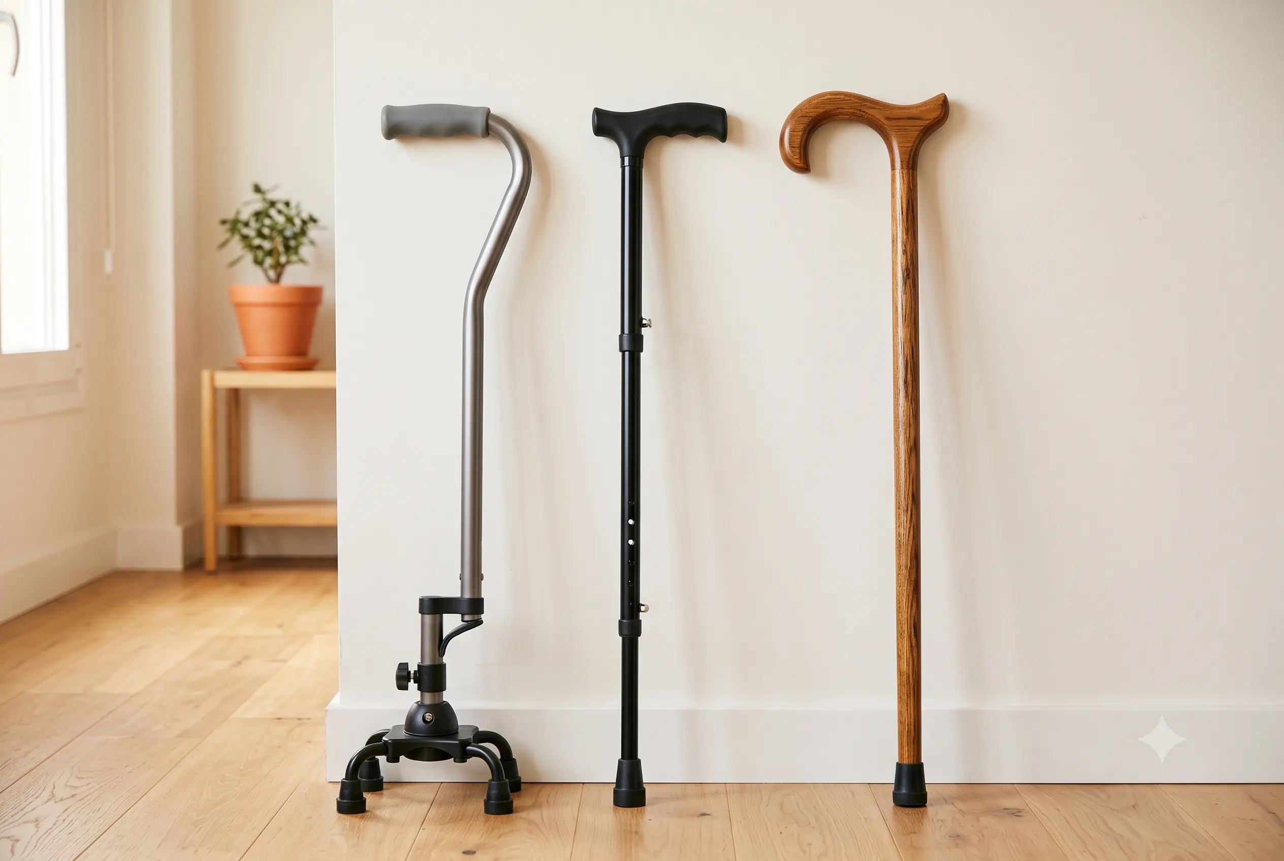 Bastones para personas mayores de aluminio, plegable y madera