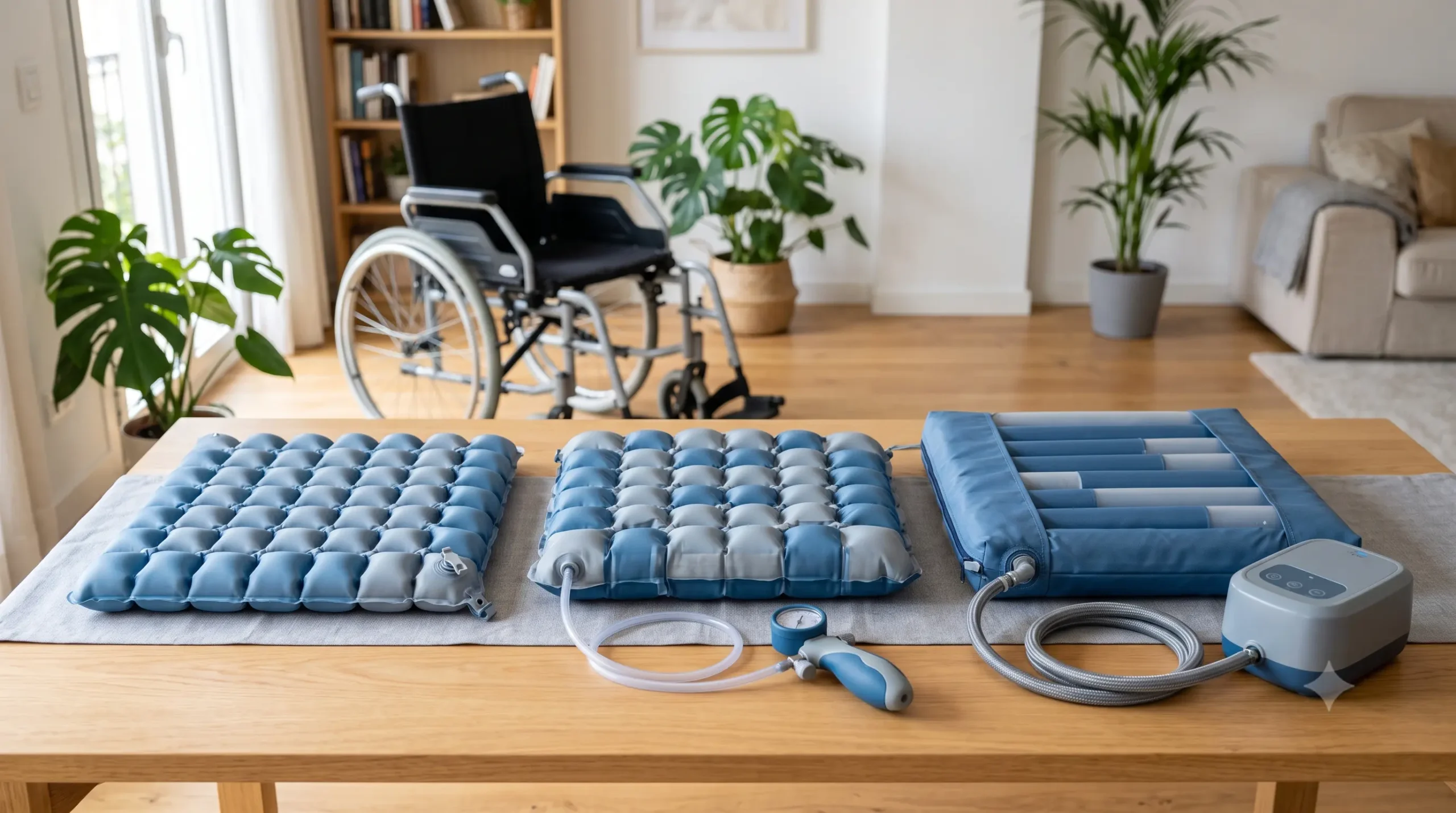 Cojines antiescaras de aire con celdas inflables y compresor