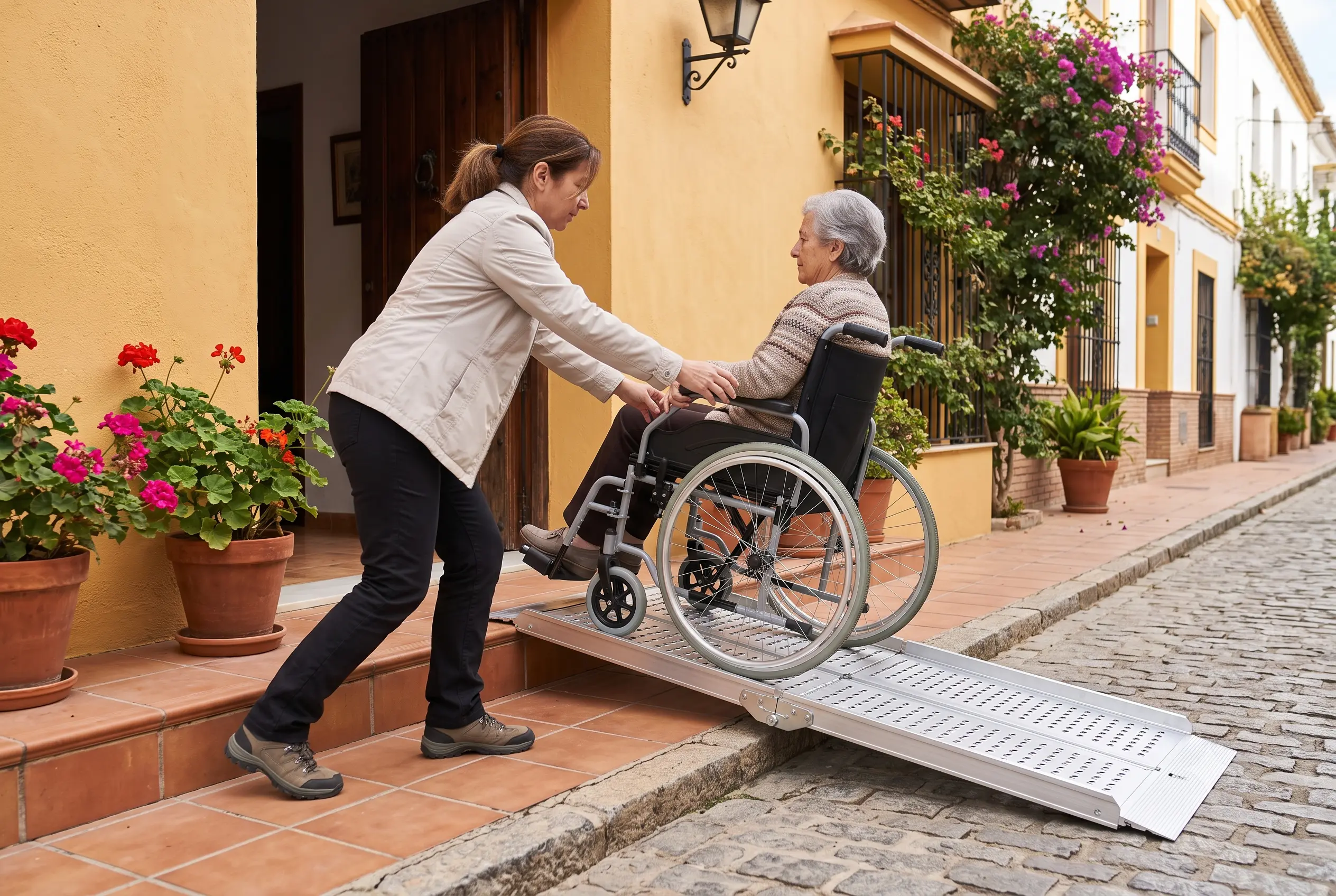 Rampa portátil de aluminio para silla de ruedas